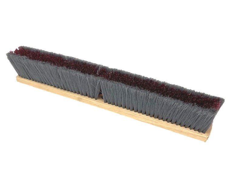 Bolt-On Style Flagged Gray Border / Stiff Maroon Center Floor Brush